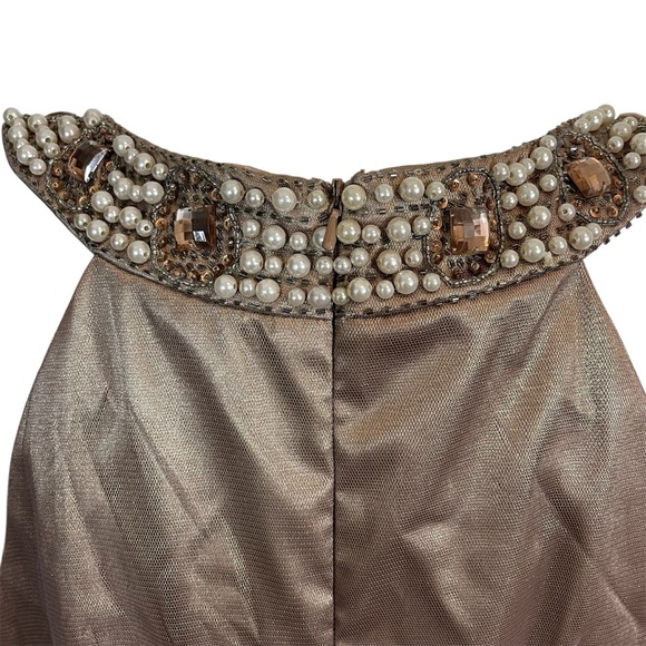 David’s Bridal Cachet Iridescent Tulle Jewel Neck Gown with Ruched Waist - Picture 9 of 12